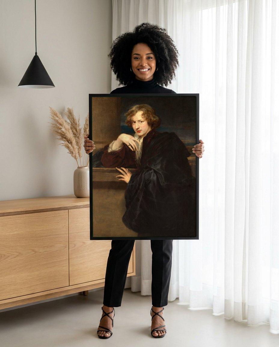Quadro Decorativo Retrato de Jovem - Van Dyck com modelo em ambiente