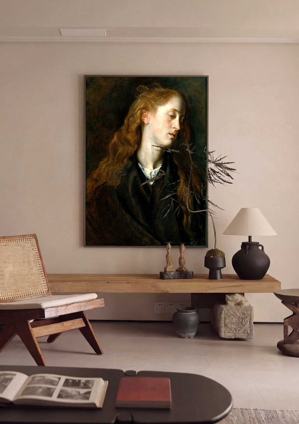 Quadro Decorativo Retrato Feminino - Van Dyck em ambiente decorado