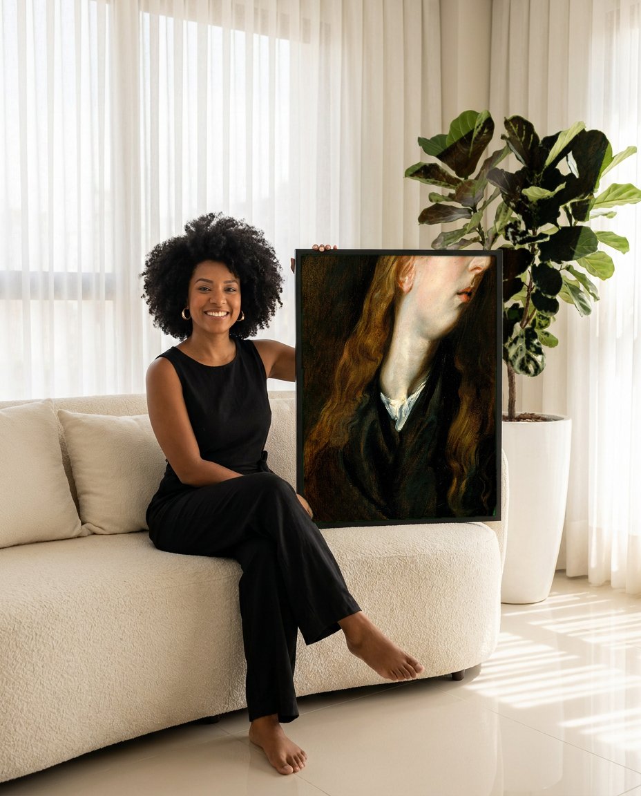 Quadro Decorativo Retrato Feminino - Van Dyck com modelo em ambiente