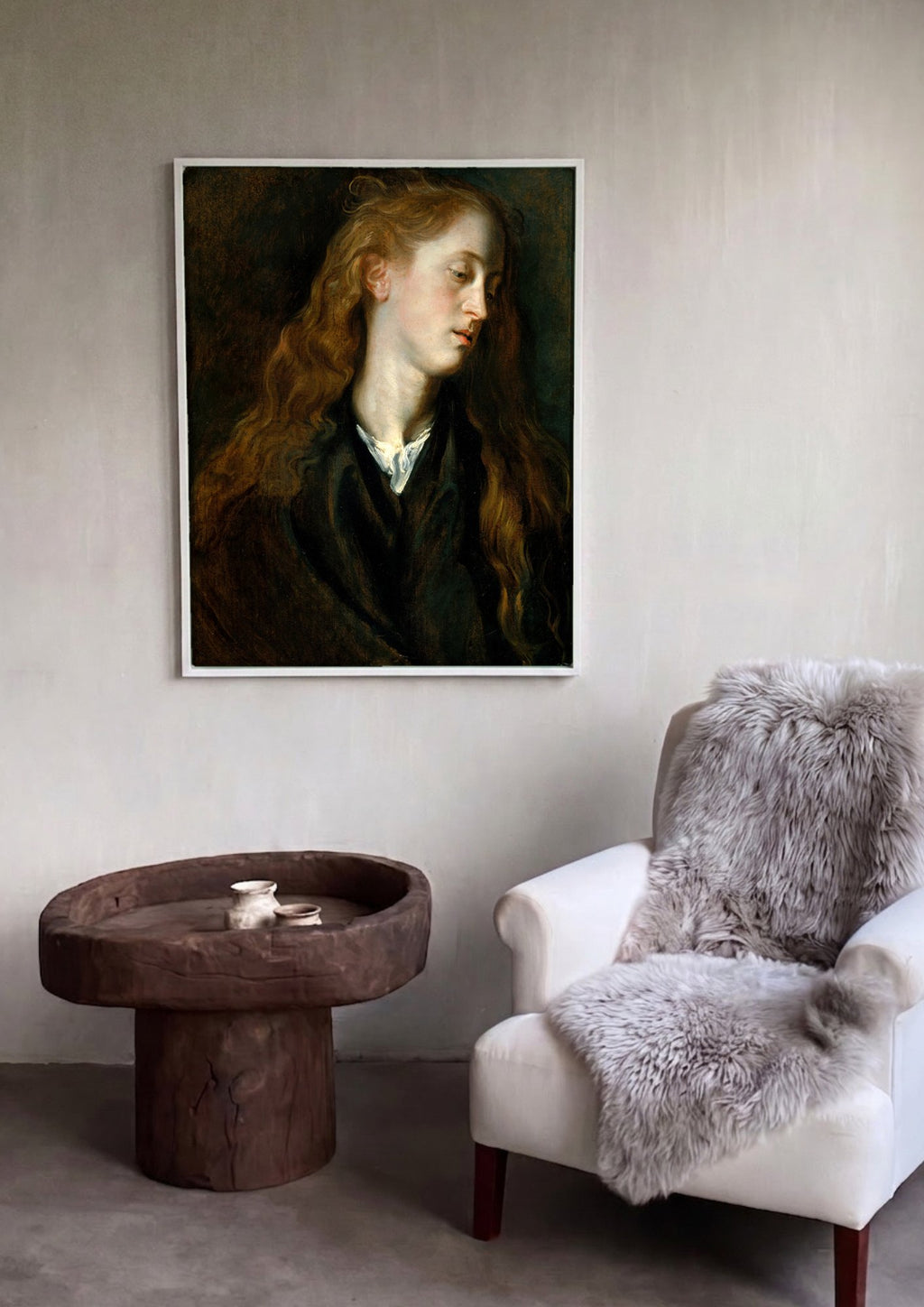 Quadro Decorativo Retrato Feminino - Van Dyck em ambiente decorado