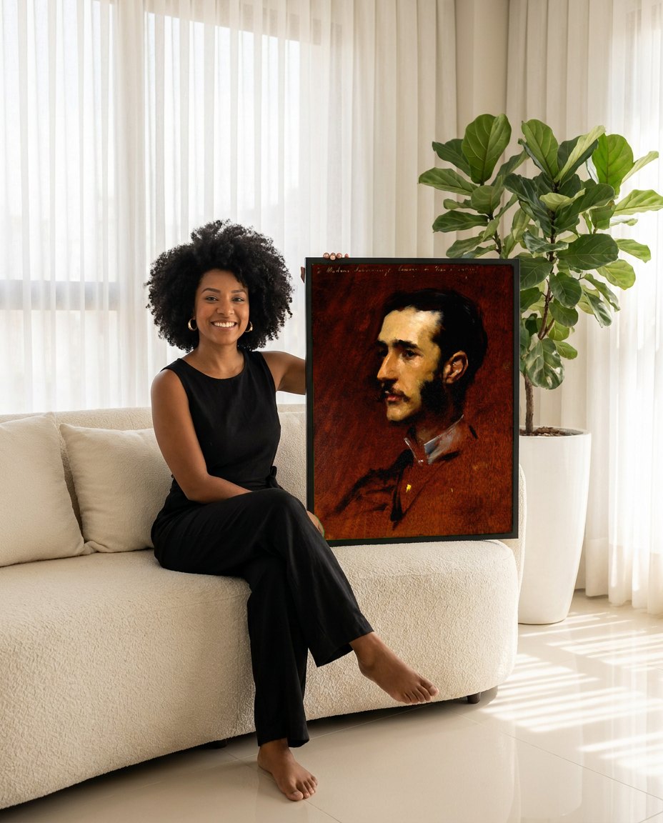 Quadro Decorativo Retrato de Homem - John Singer Sargent | modelo apresentando o quadro emoldurado