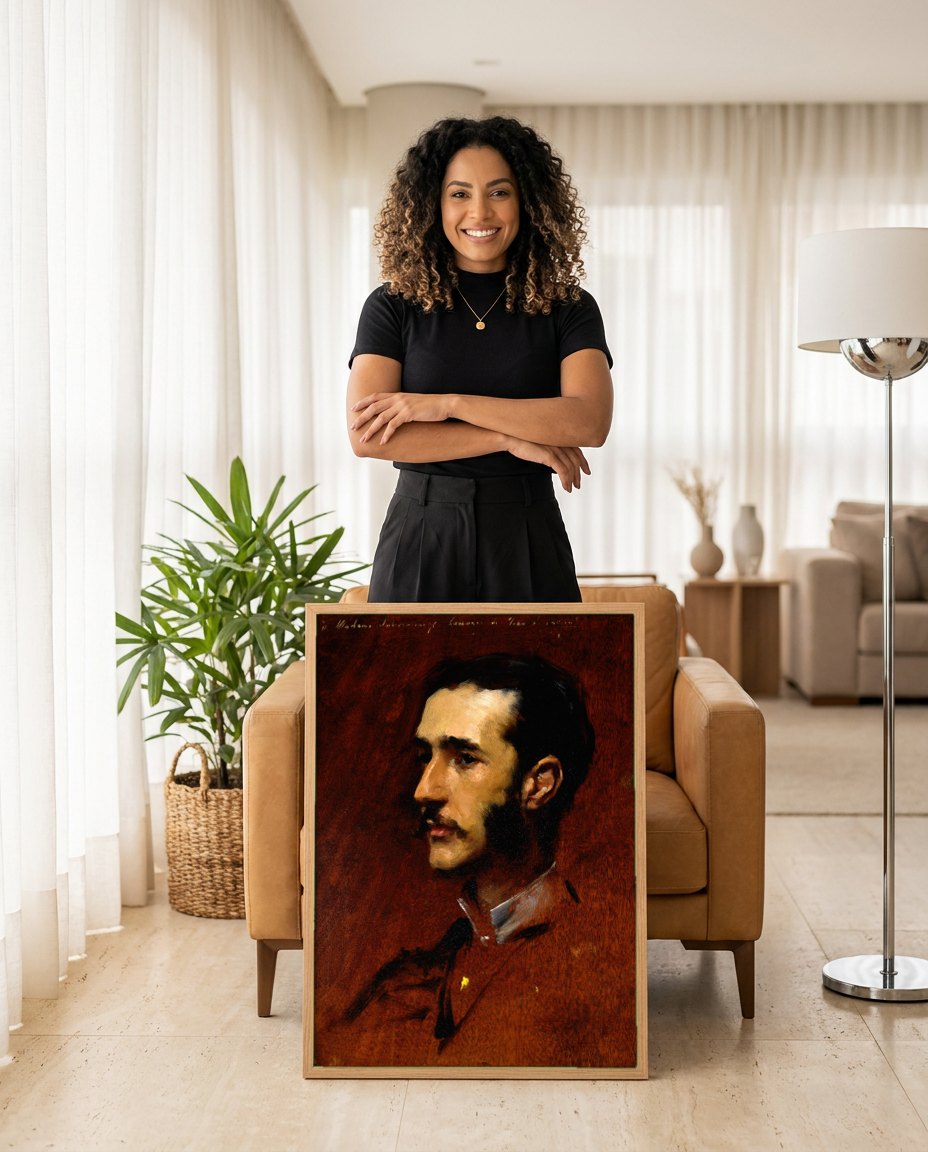Quadro Decorativo Retrato de Homem - John Singer Sargent | modelo apresentando o quadro emoldurado