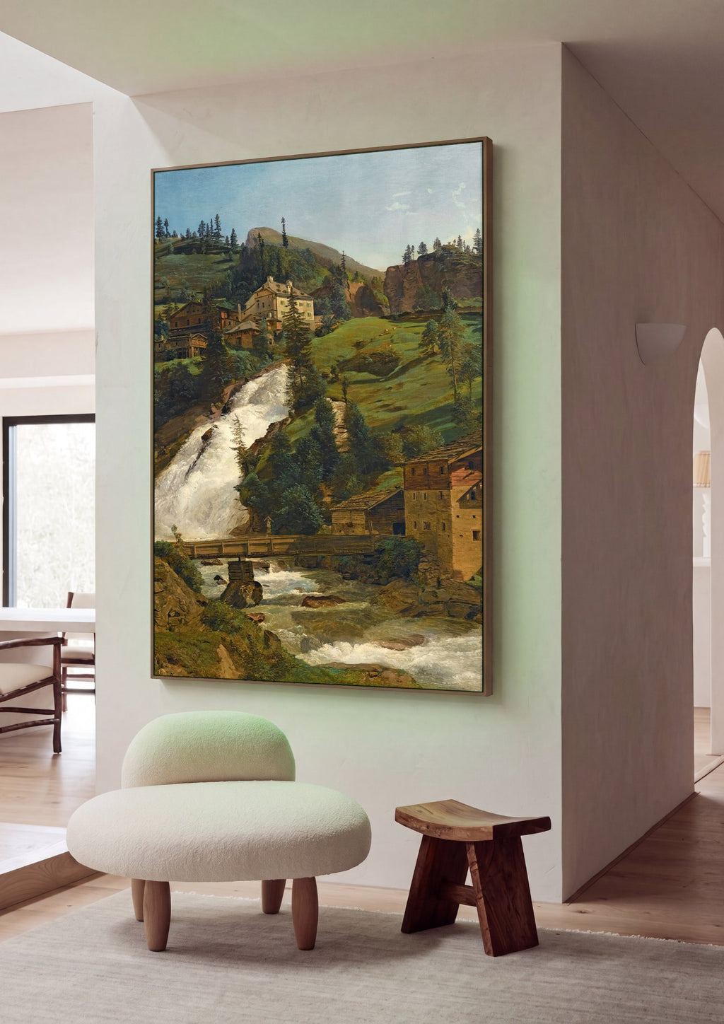 Quadro Decorativo A Cascata de Gastein - F. G. Waldmüller em ambiente decorado