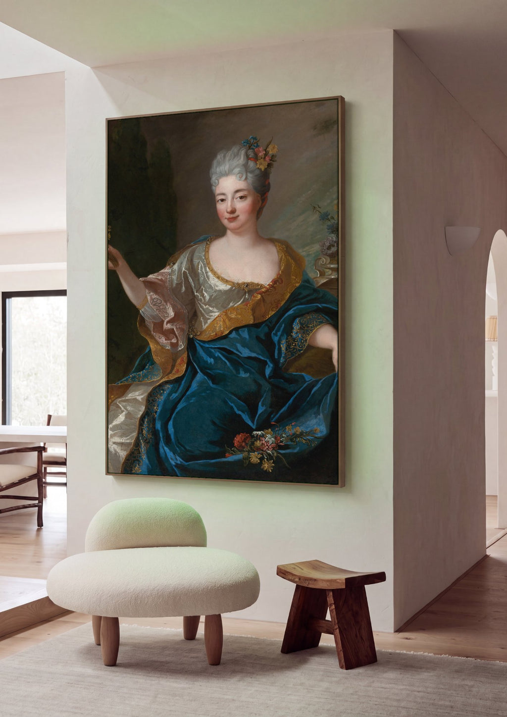 Quadro Decorativo Dama com Flores – Jean François de Troy em ambiente decorado