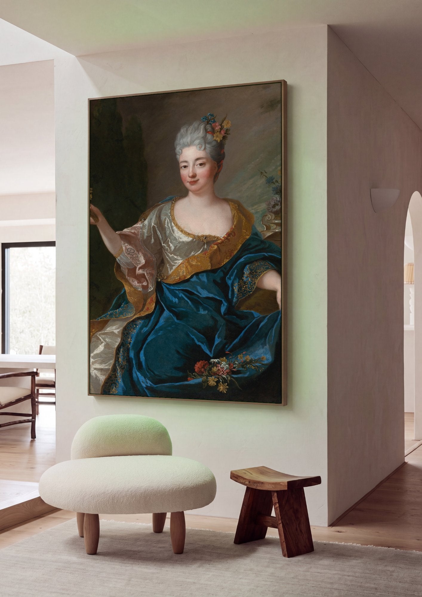 Quadro Decorativo Dama com Flores – Jean François de Troy em ambiente decorado