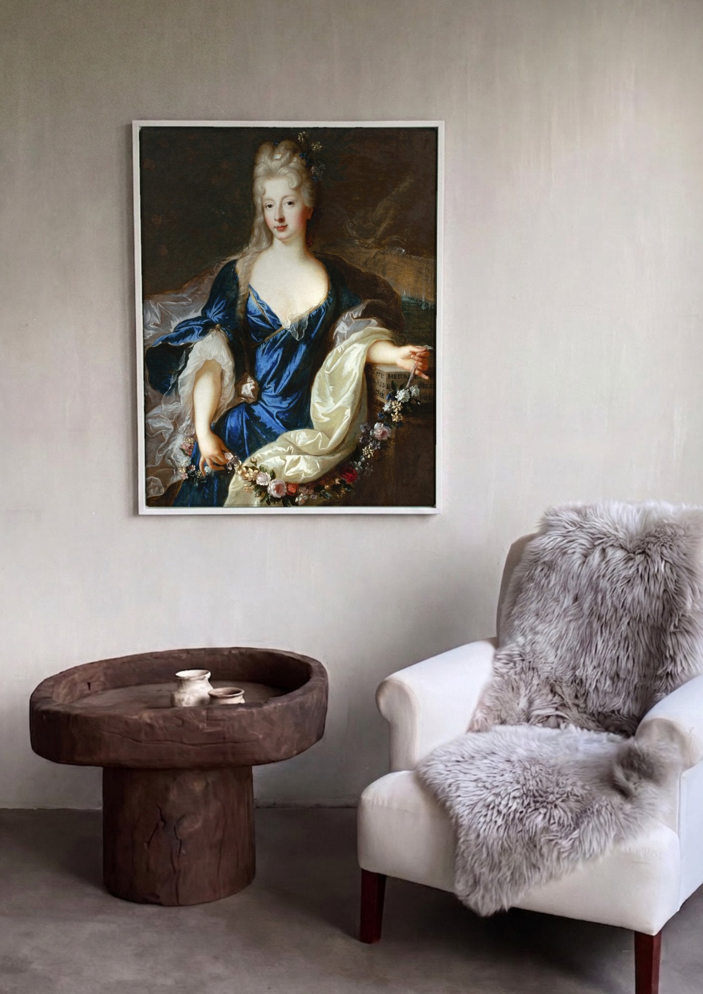 Quadro Decorativo Retrato de Dama - Jean François de Troy em ambiente decorado