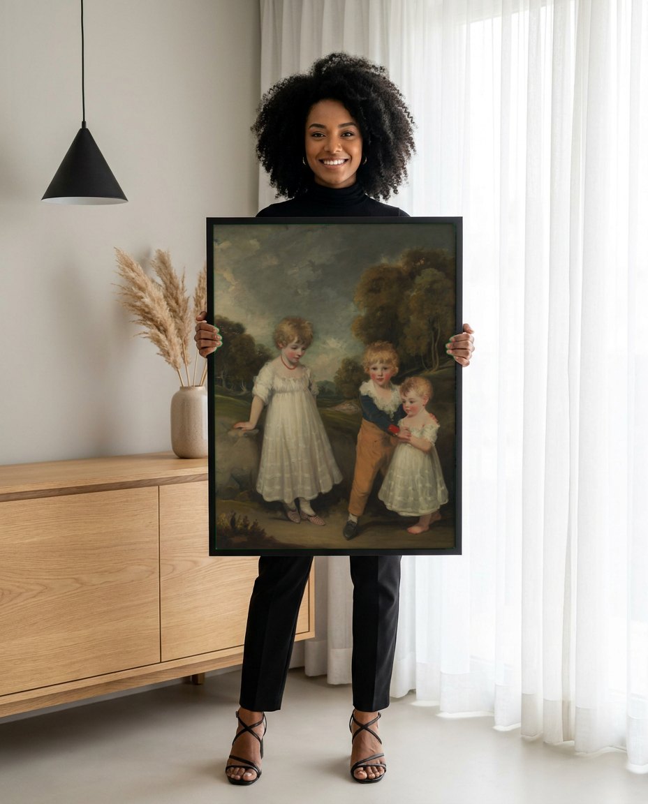 Quadro Decorativo Crianças Inglesas - John Hoppner | modelo apresentando o quadro emoldurado