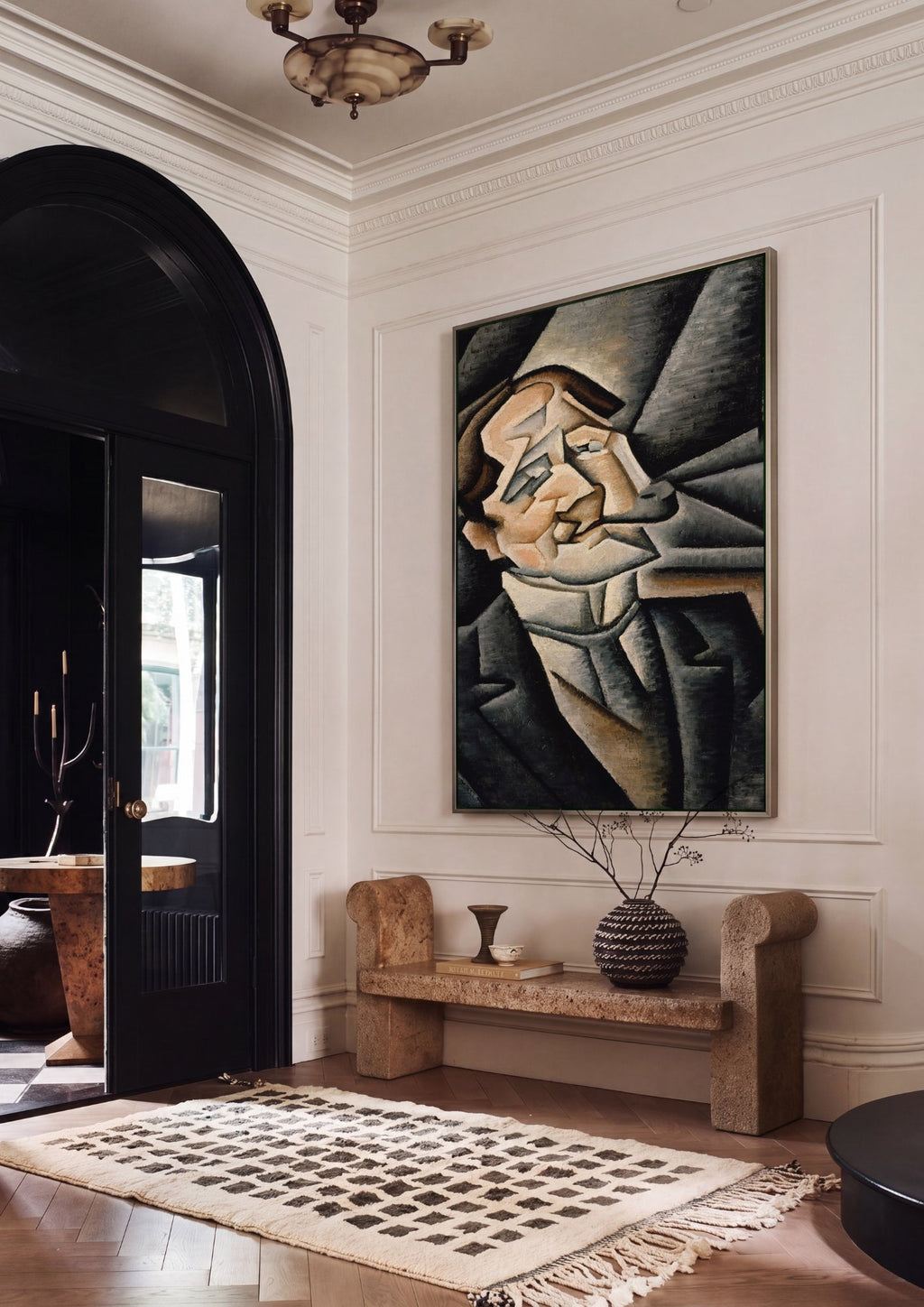 Quadro Decorativo Retrato Cubista - Juan Gris em ambiente decorado