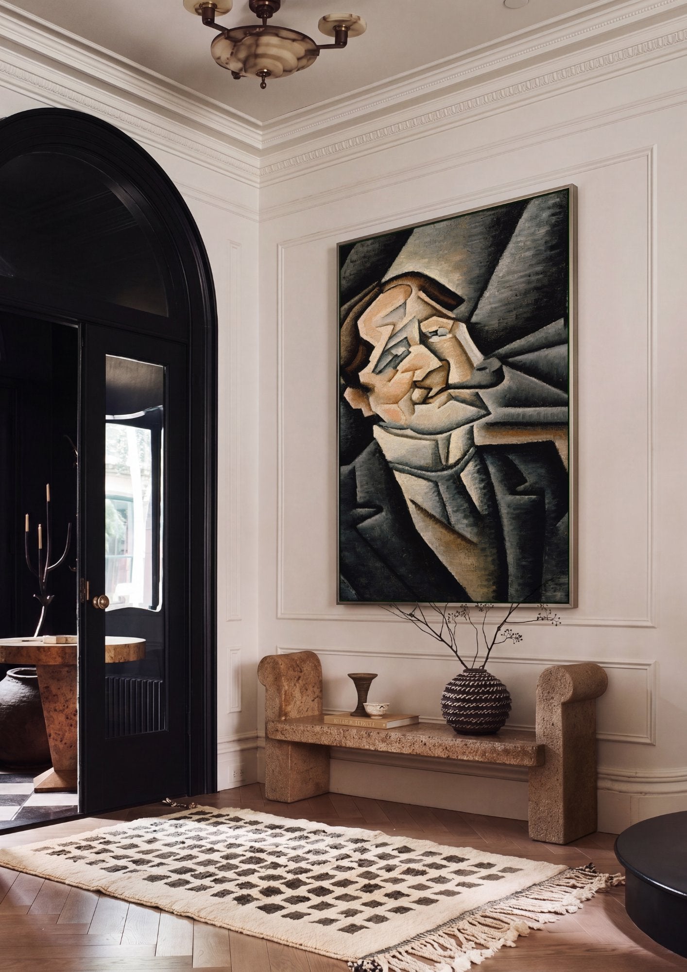 Quadro Decorativo Retrato Cubista - Juan Gris em ambiente decorado