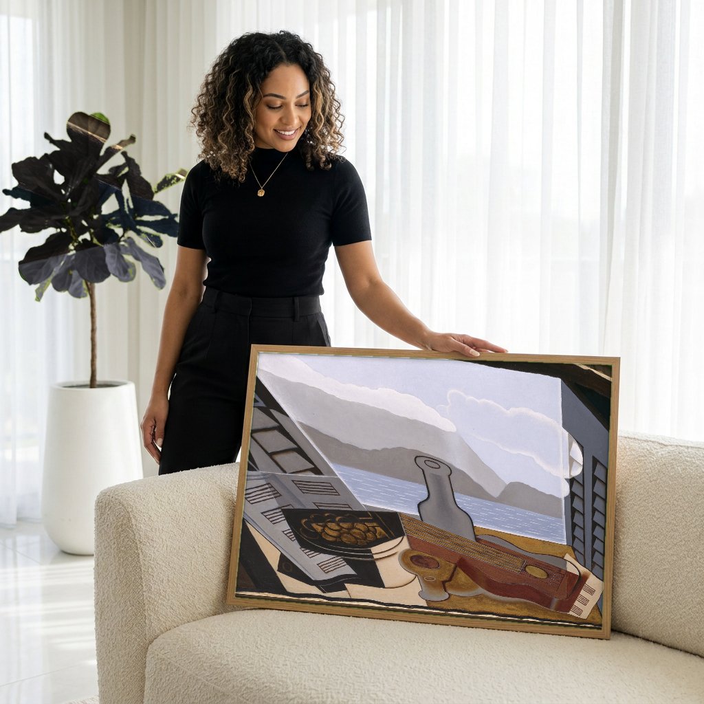 Quadro Decorativo A Janela Aberta - Juan Gris com modelo em ambiente