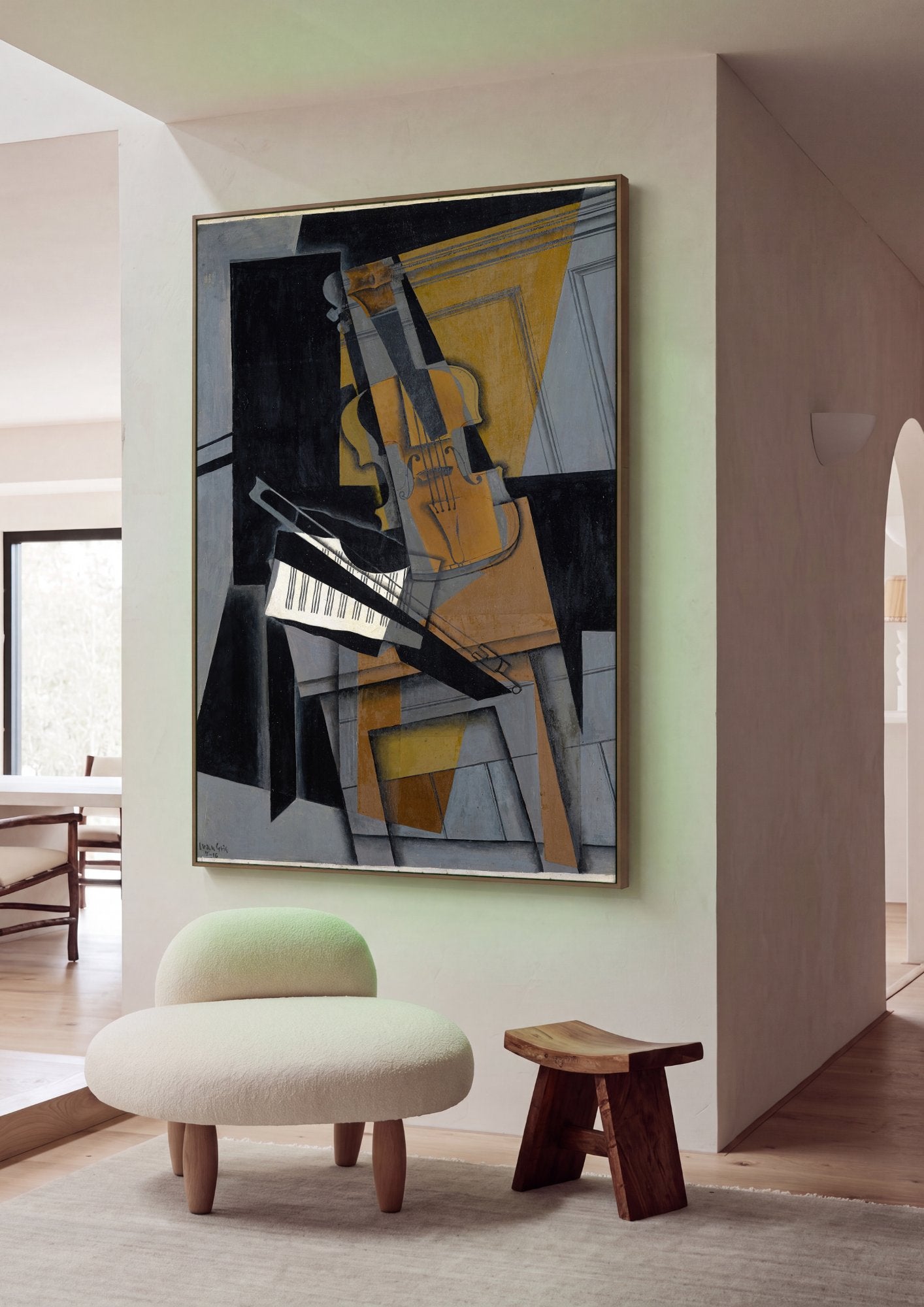 Quadro Decorativo Violino e Piano - Juan Gris em ambiente decorado