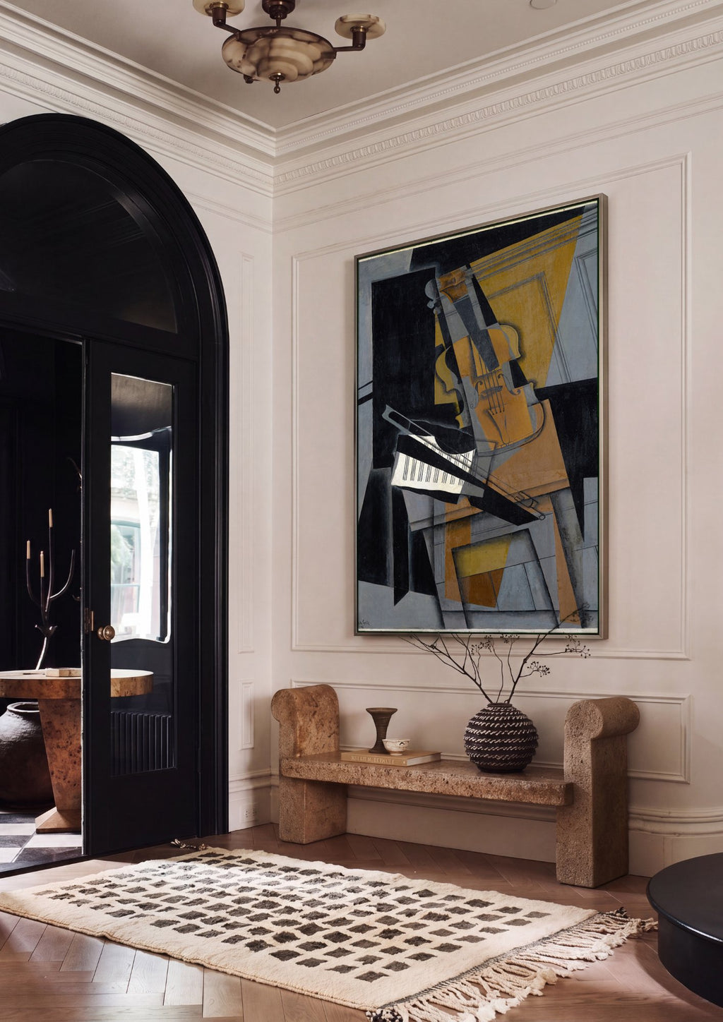 Quadro Decorativo Violino e Piano - Juan Gris em ambiente decorado