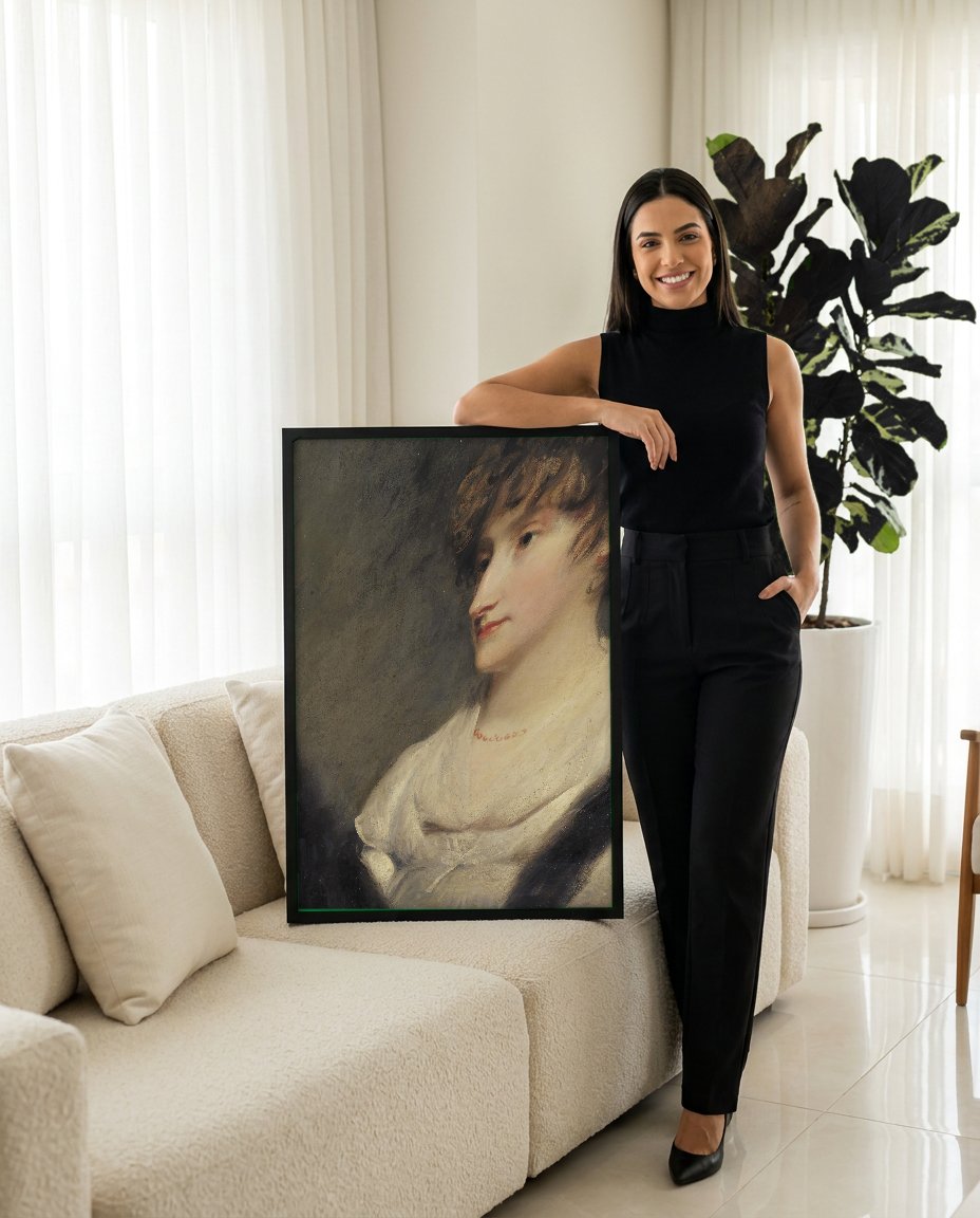 Quadro Decorativo Retrato de Dama - John Hoppner com modelo em ambiente