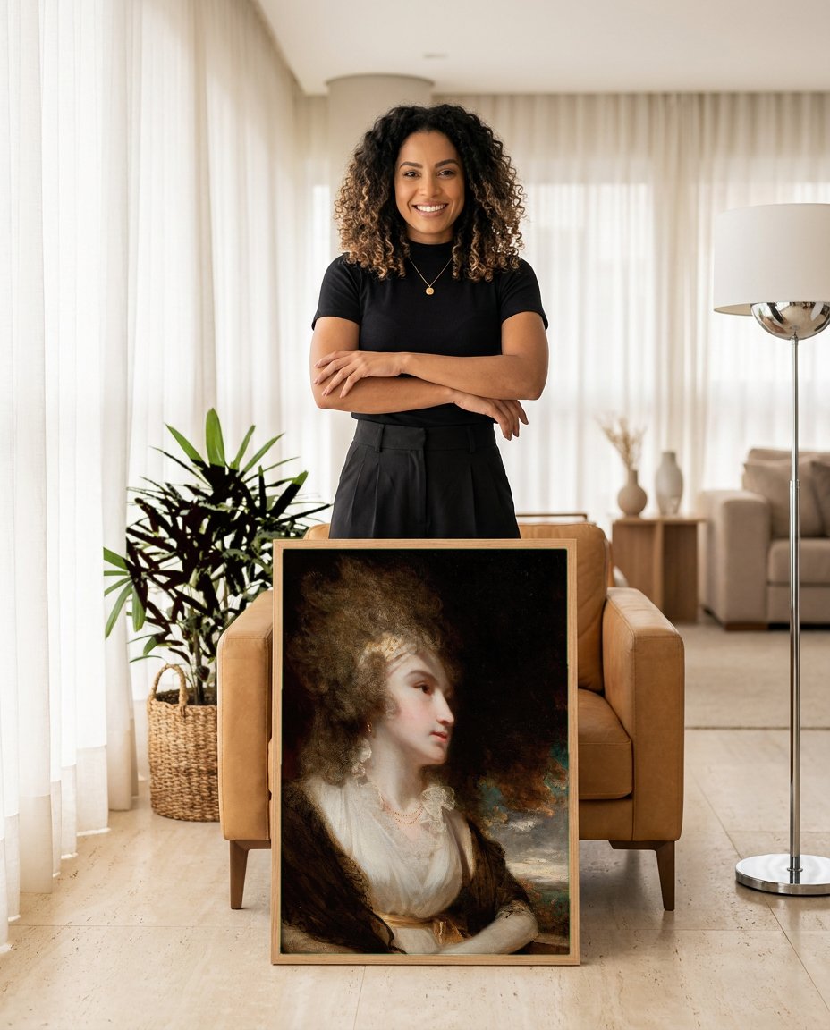 Quadro Decorativo Retrato de Dama - John Hoppner com modelo em ambiente
