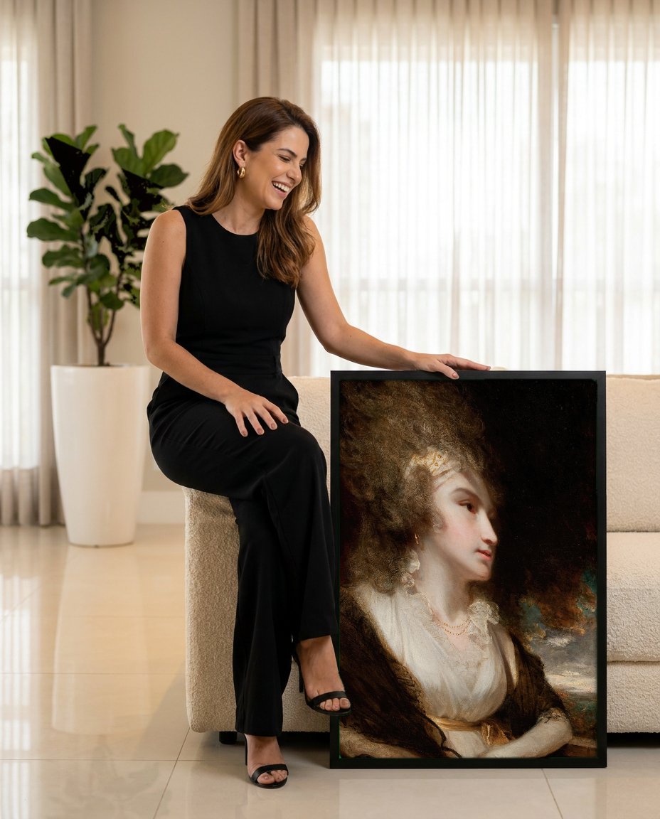 Quadro Decorativo Retrato de Dama - John Hoppner com modelo em ambiente