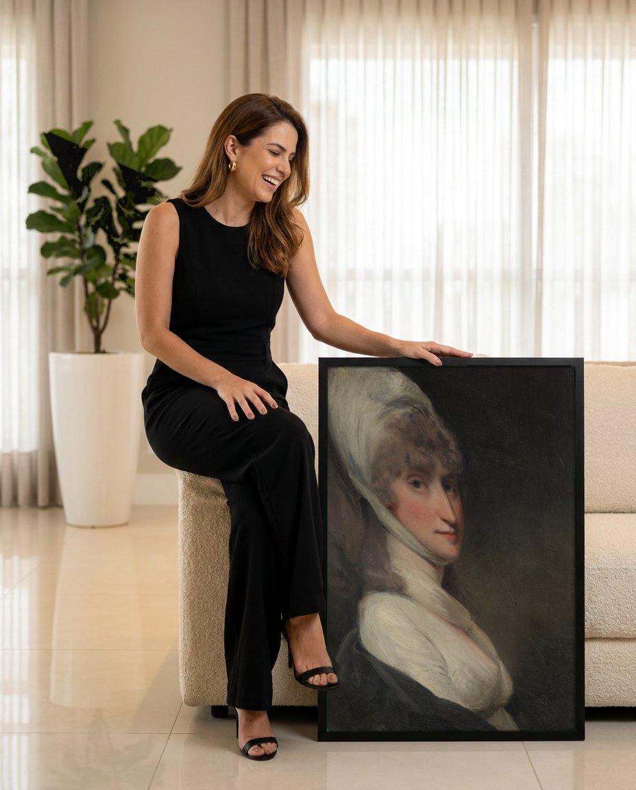Quadro Decorativo Retrato de Dama - John Hoppner com modelo em ambiente