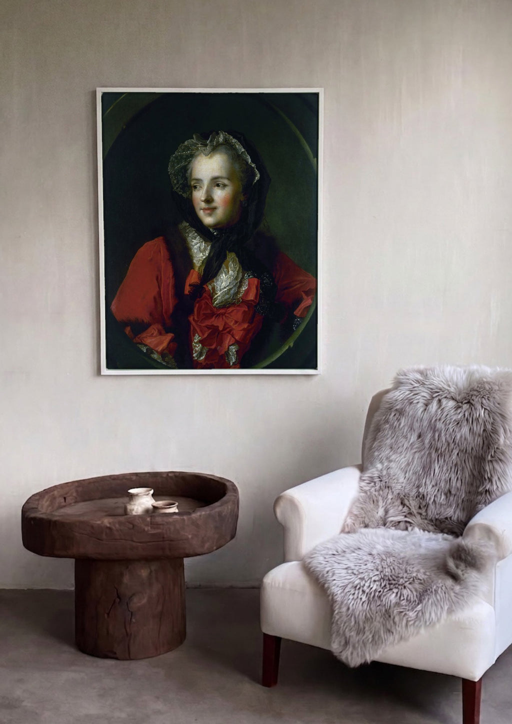 Quadro Decorativo Retrato de Dama - Jean-Marc Nattier em ambiente decorado