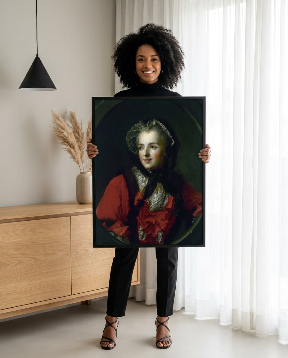Quadro Decorativo Retrato de Dama - Jean-Marc Nattier com modelo em ambiente