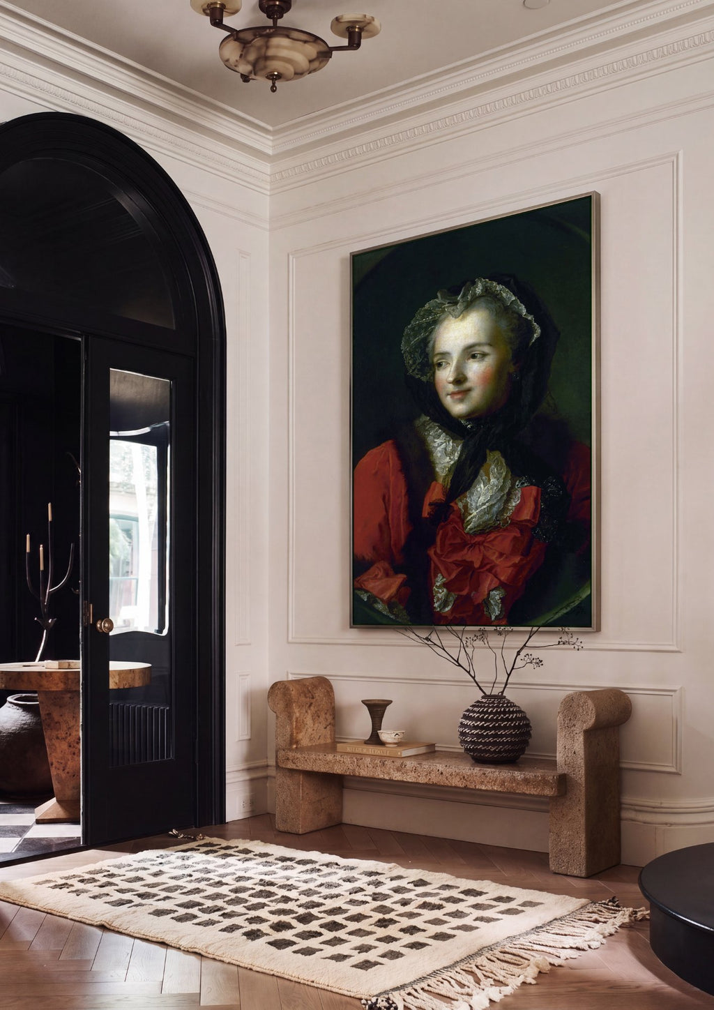 Quadro Decorativo Retrato de Dama - Jean-Marc Nattier em ambiente decorado