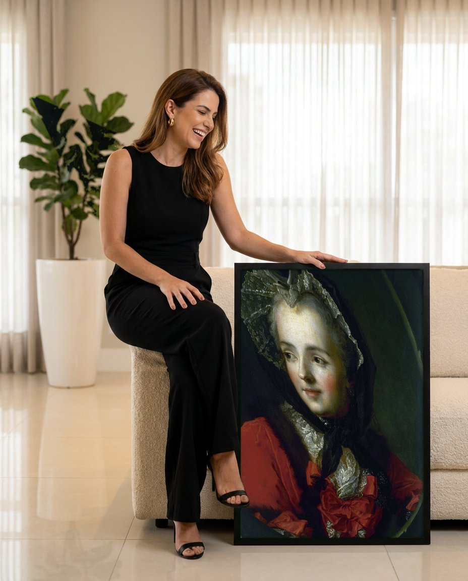 Quadro Decorativo Retrato de Dama - Jean-Marc Nattier com modelo em ambiente