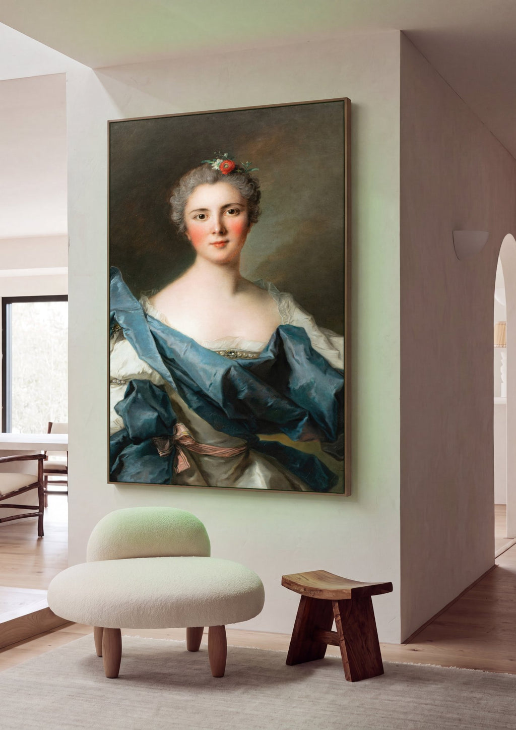 Quadro Decorativo Retrato de Dama – Jean Marc Nattier em ambiente decorado