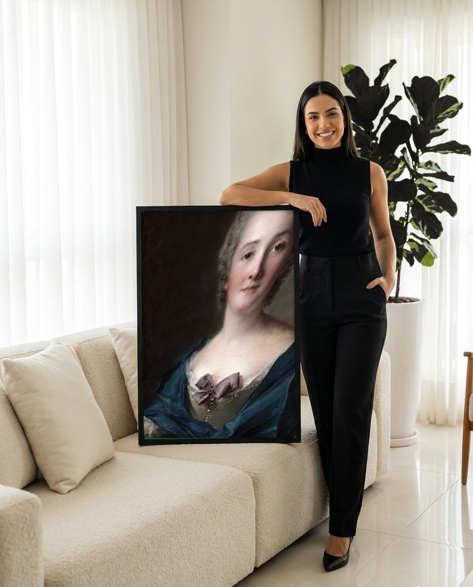 Quadro Decorativo Retrato de Dama - Jean-Marc Nattier com modelo em ambiente