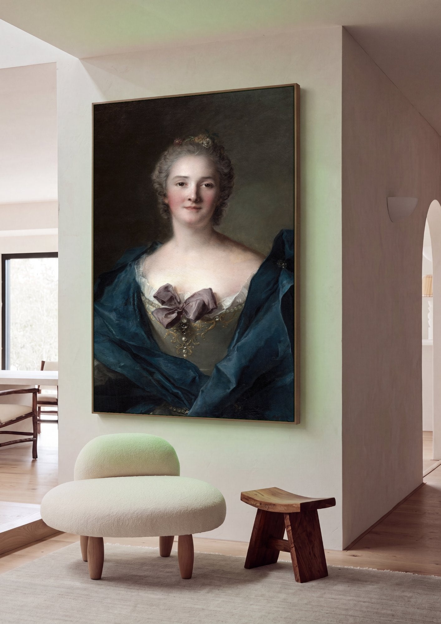 Quadro Decorativo Retrato de Dama - Jean-Marc Nattier em ambiente decorado