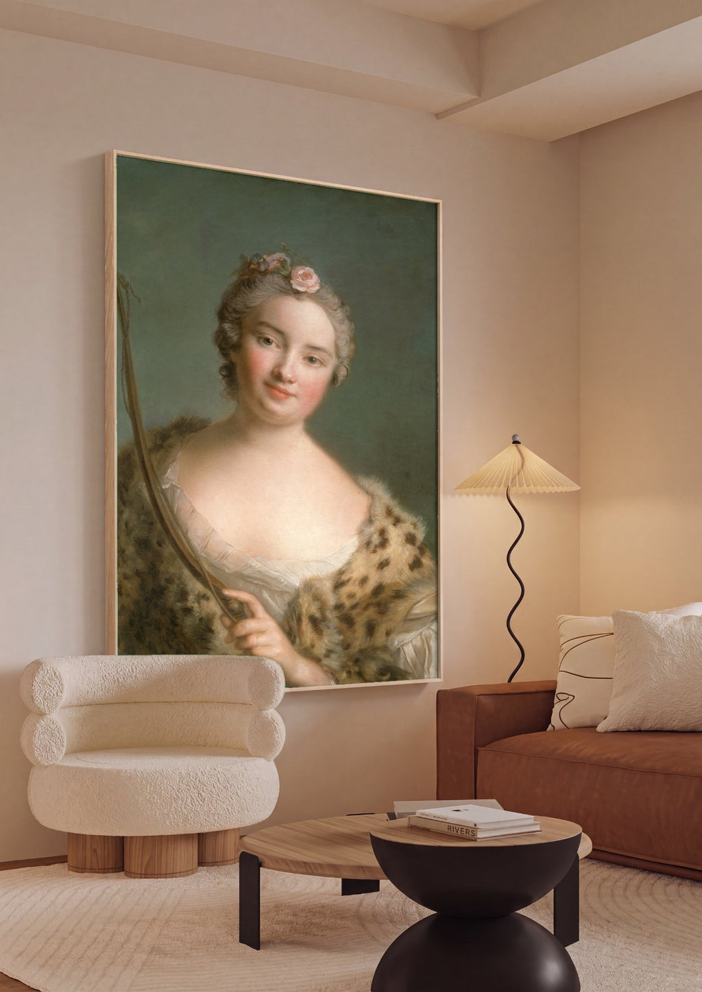 Quadro Decorativo Retrato de Dama - Jean-Marc Nattier em ambiente decorado