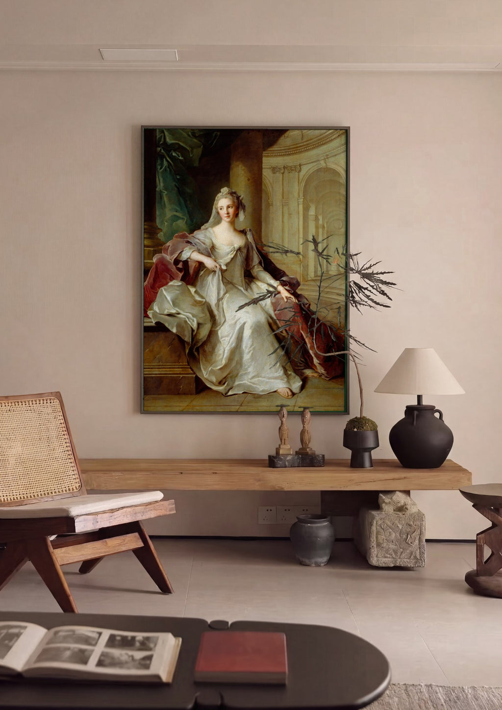 Quadro Decorativo Retrato de Dama - Jean-Marc Nattier em ambiente decorado