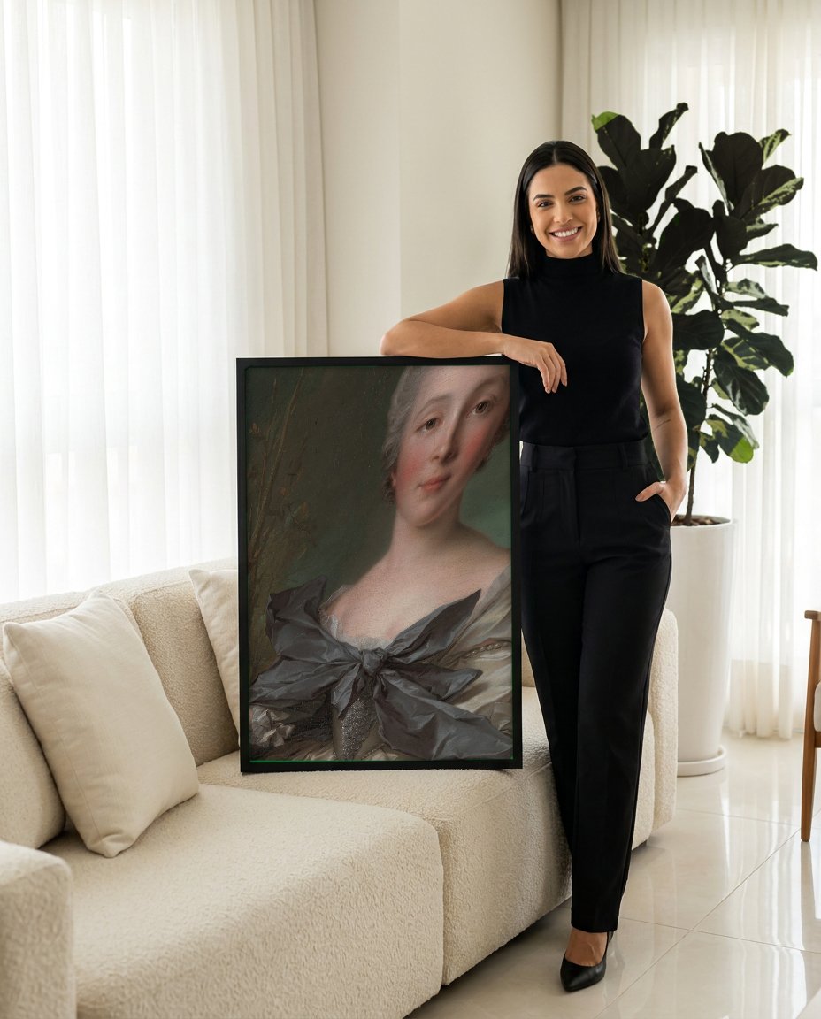 Quadro Decorativo Retrato de Dama - Jean-Marc Nattier com modelo em ambiente