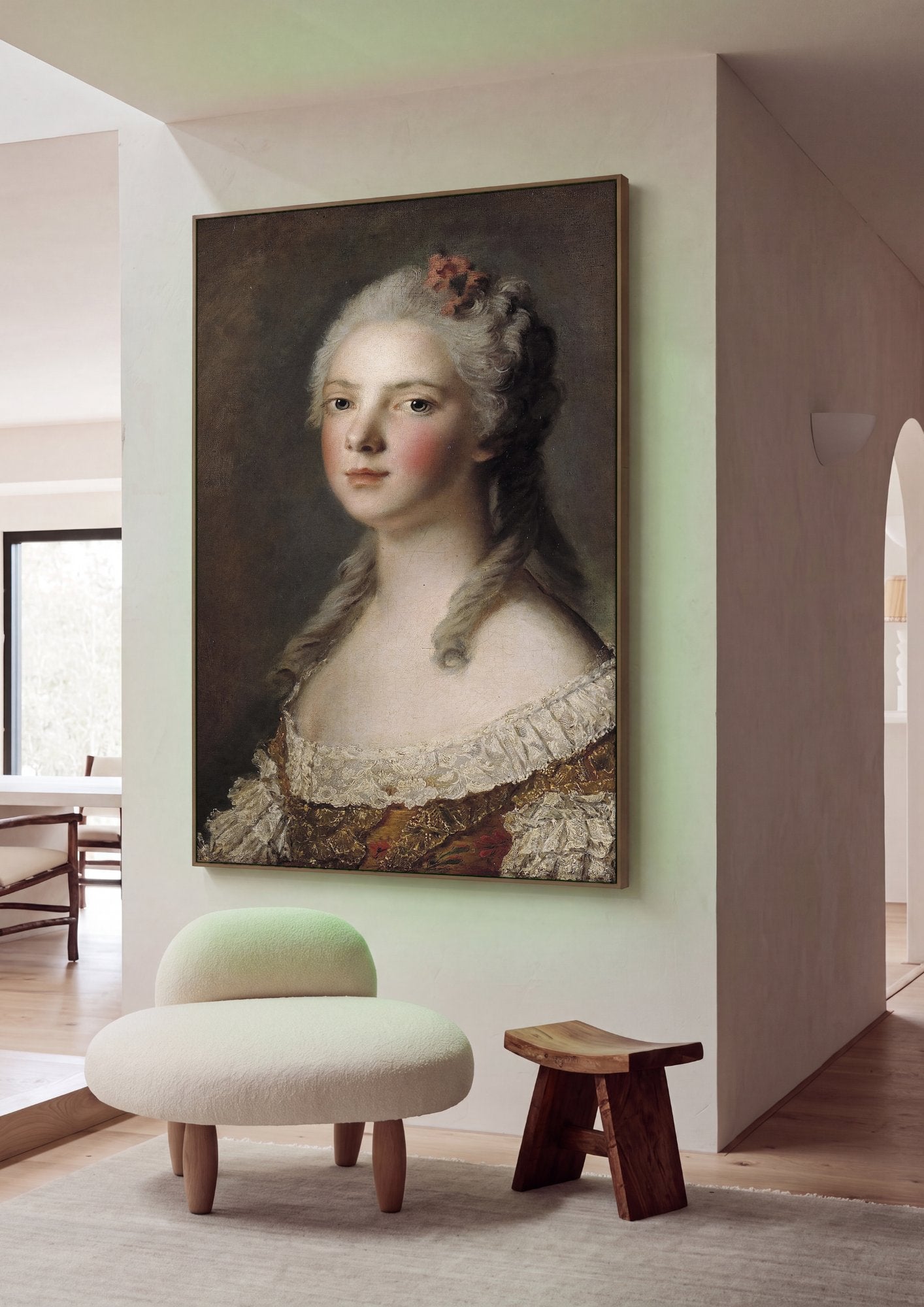 Quadro Decorativo Retrato de Dama - Jean Marc Nattier em ambiente decorado
