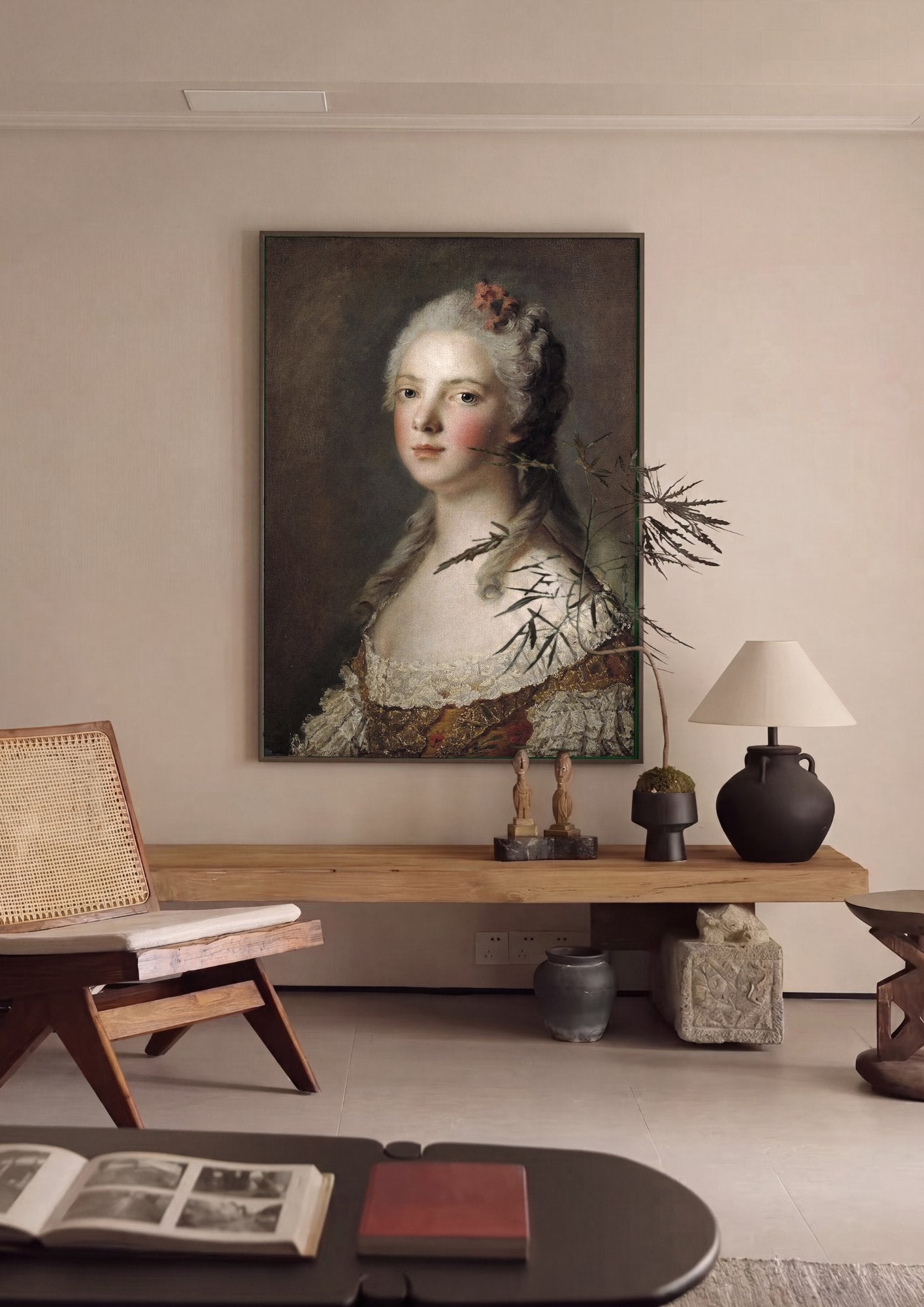 Quadro Decorativo Retrato de Dama - Jean Marc Nattier em ambiente decorado