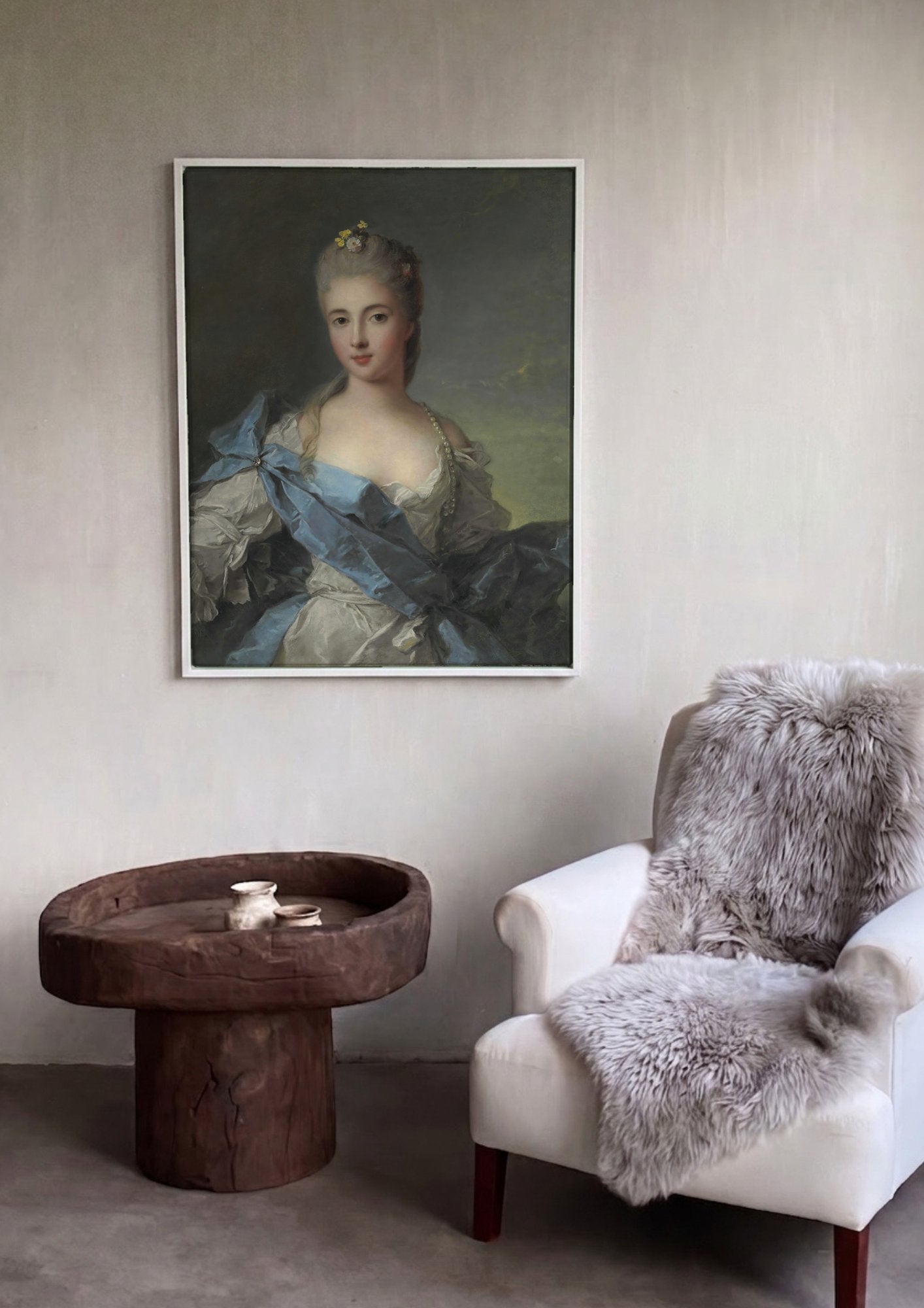 Quadro Decorativo Retrato de Dama - Jean Marc Nattier em ambiente decorado