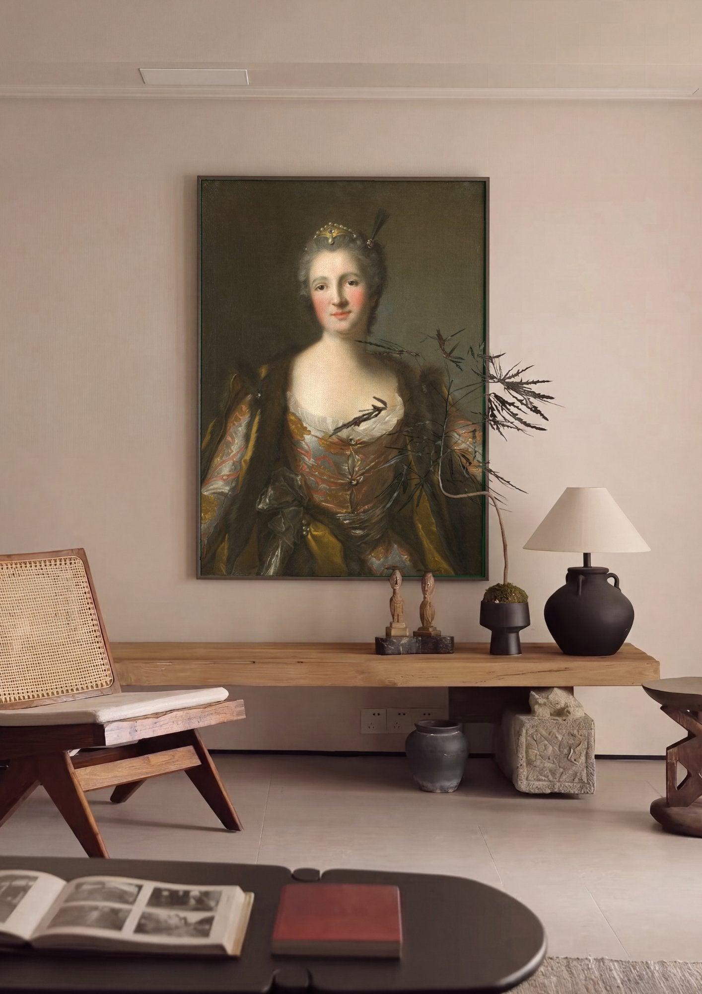 Quadro Decorativo Retrato de Dama - Jean-Marc Nattier em ambiente decorado
