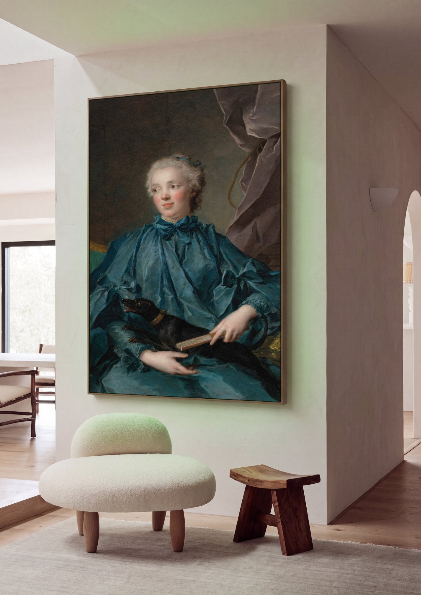Quadro Decorativo Retrato com Cão – Jean-Marc Nattier em ambiente decorado