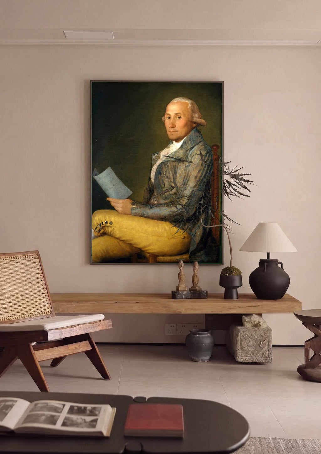 Quadro Decorativo Retrato de Sebastián Martínez - Francisco de Goya em ambiente decorado