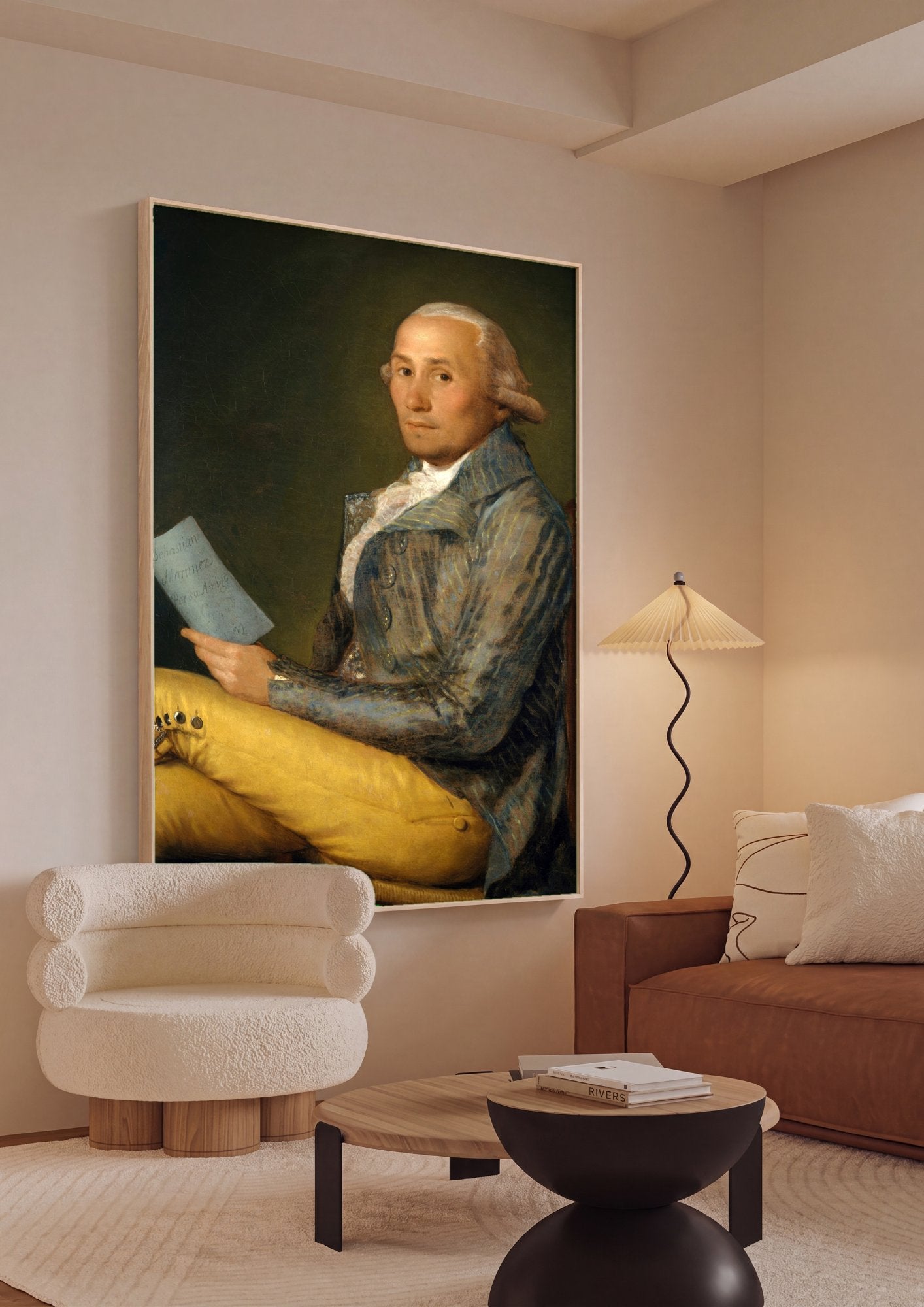 Quadro Decorativo Retrato de Sebastián Martínez - Francisco de Goya em ambiente decorado