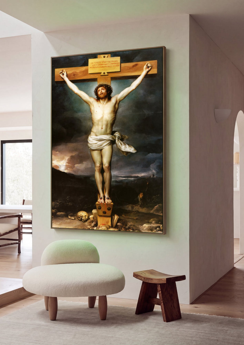 Quadro Decorativo A Crucificação - Anton Raphael Mengs em ambiente decorado