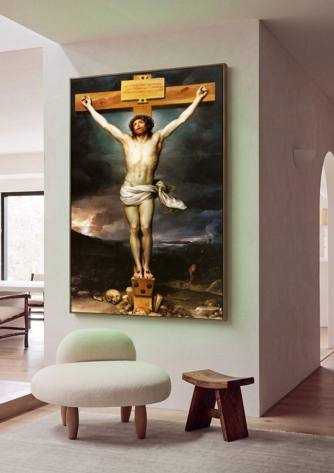 Quadro Decorativo A Crucificação - Anton Raphael Mengs em ambiente decorado