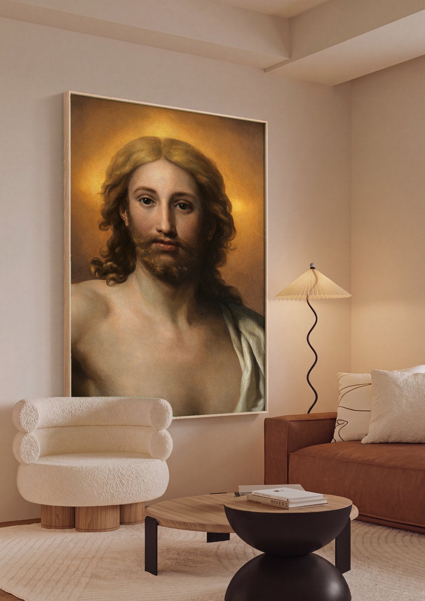 Quadro Decorativo Salvator Mundi - Anton Raphael Mengs em ambiente decorado