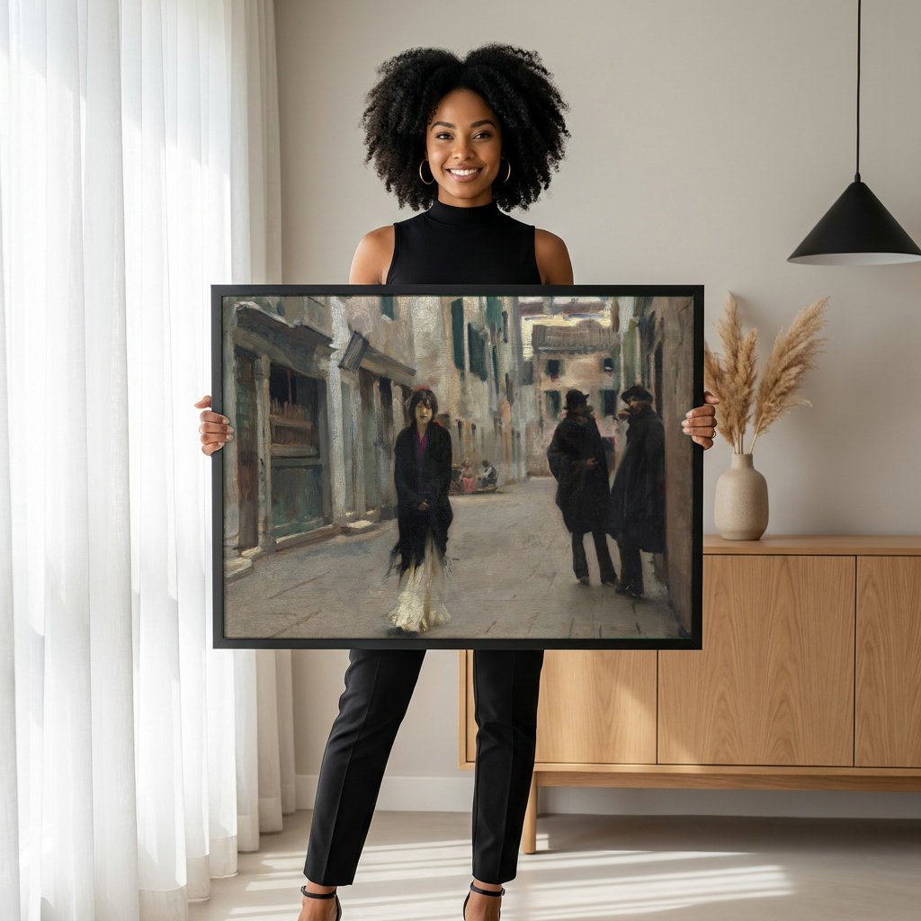 Quadro Decorativo A Rua de Veneza - John Singer Sargent com modelo em ambiente