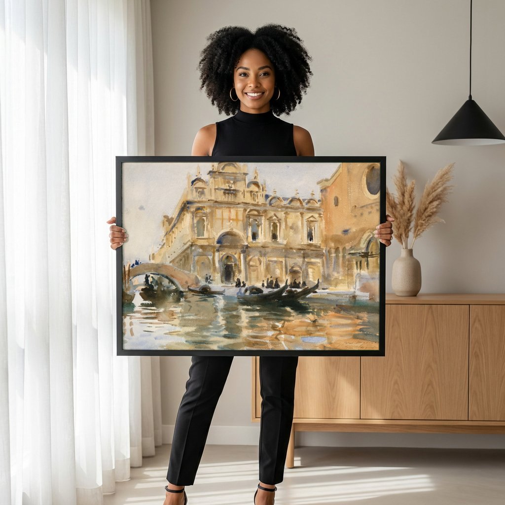 Quadro Decorativo Canal em Veneza - John Singer Sargent com modelo em ambiente