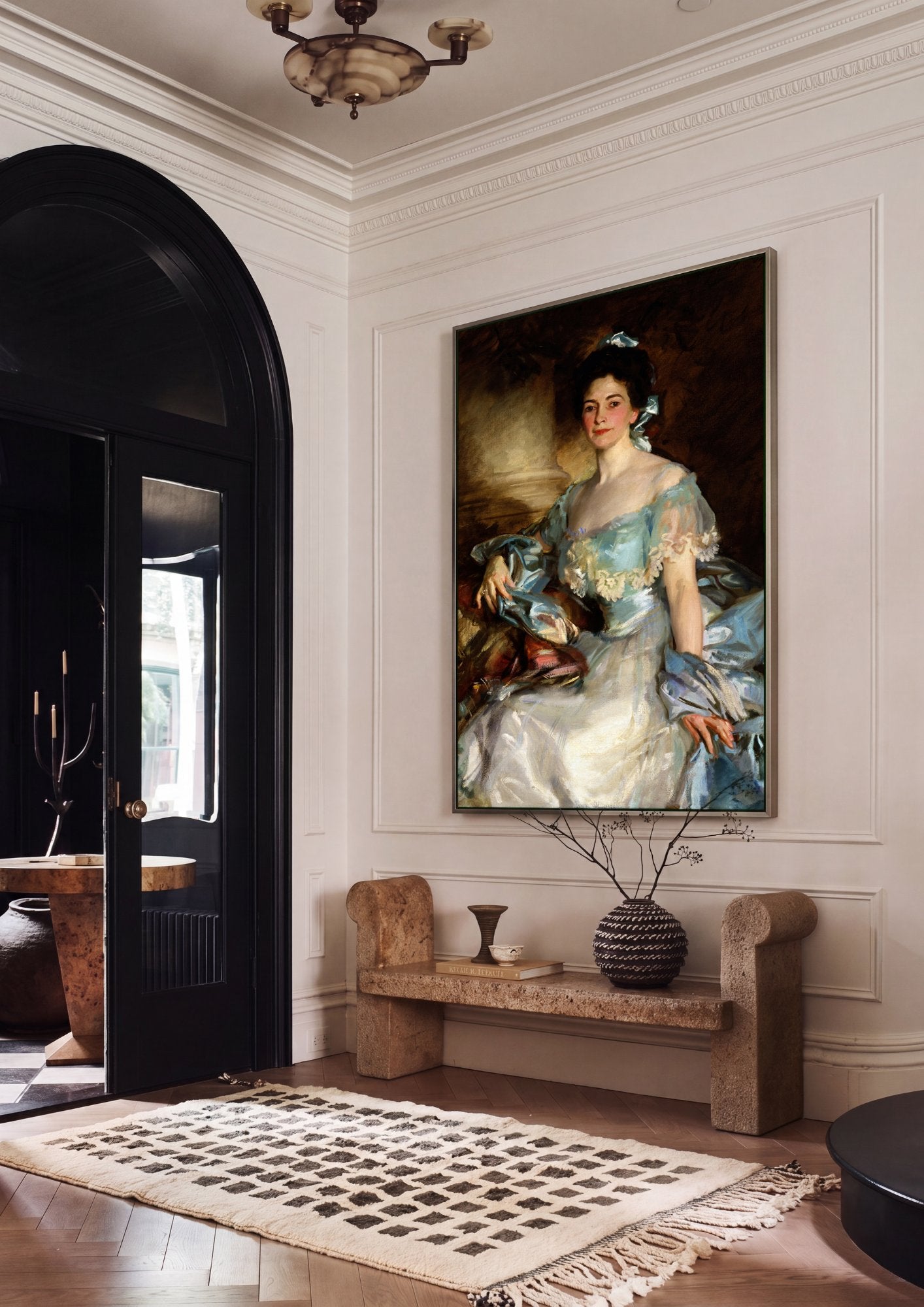 Quadro Decorativo Senhora em Azul - John Singer Sargent em ambiente decorado
