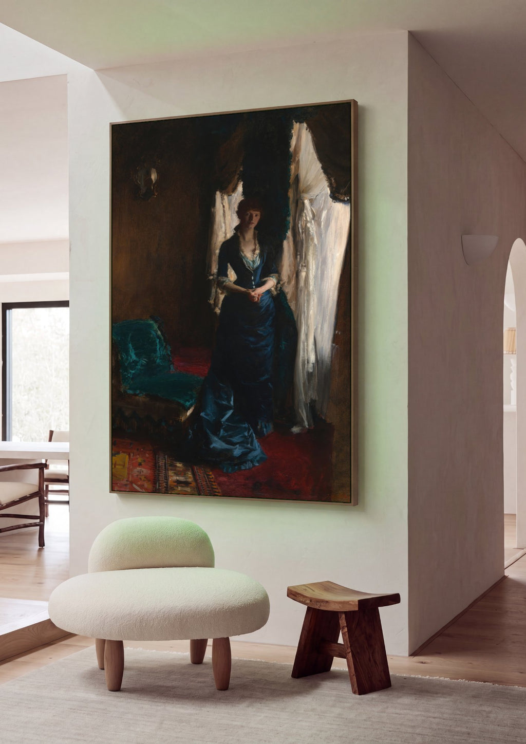 Quadro Decorativo Senhora em Azul - John Singer Sargent em ambiente decorado