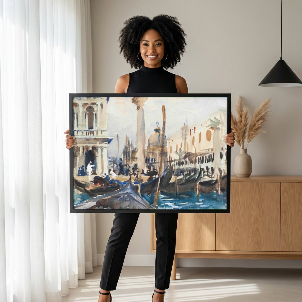 Quadro Decorativo Canal de Veneza - John Singer Sargent com modelo em ambiente