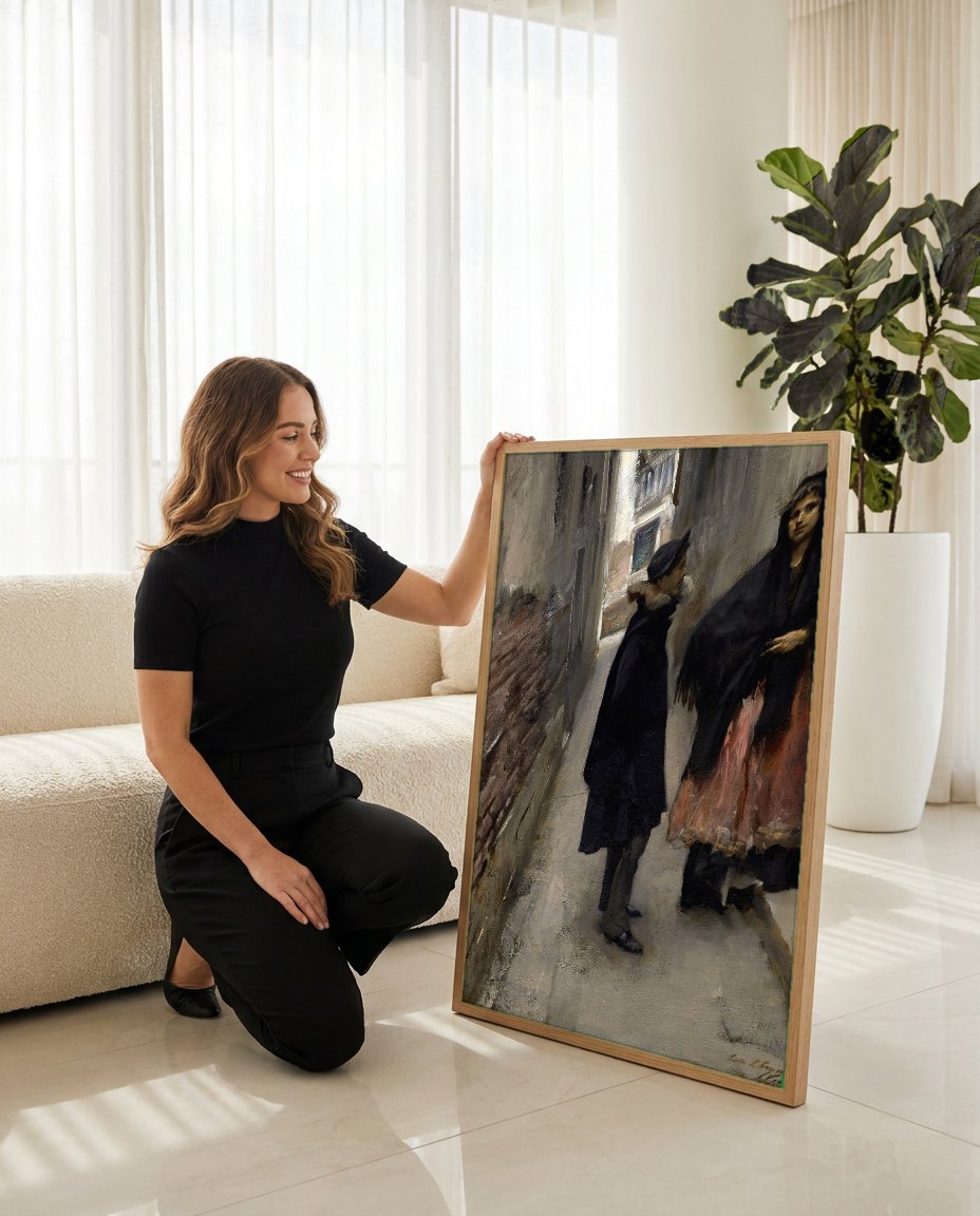 Quadro Decorativo "A Rua de Veneza" - John Singer Sargent com modelo em ambiente
