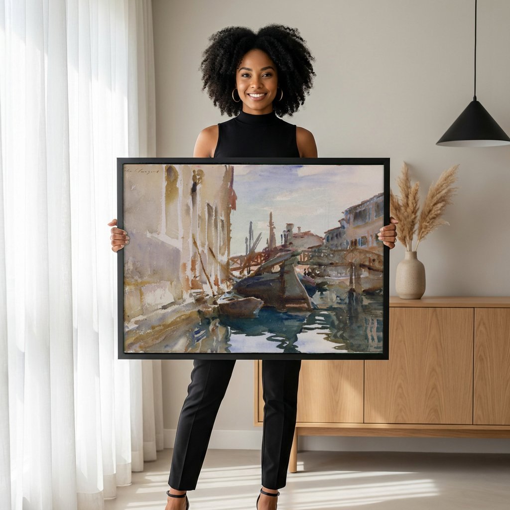 Quadro Decorativo Canal em Veneza - John Singer Sargent com modelo em ambiente