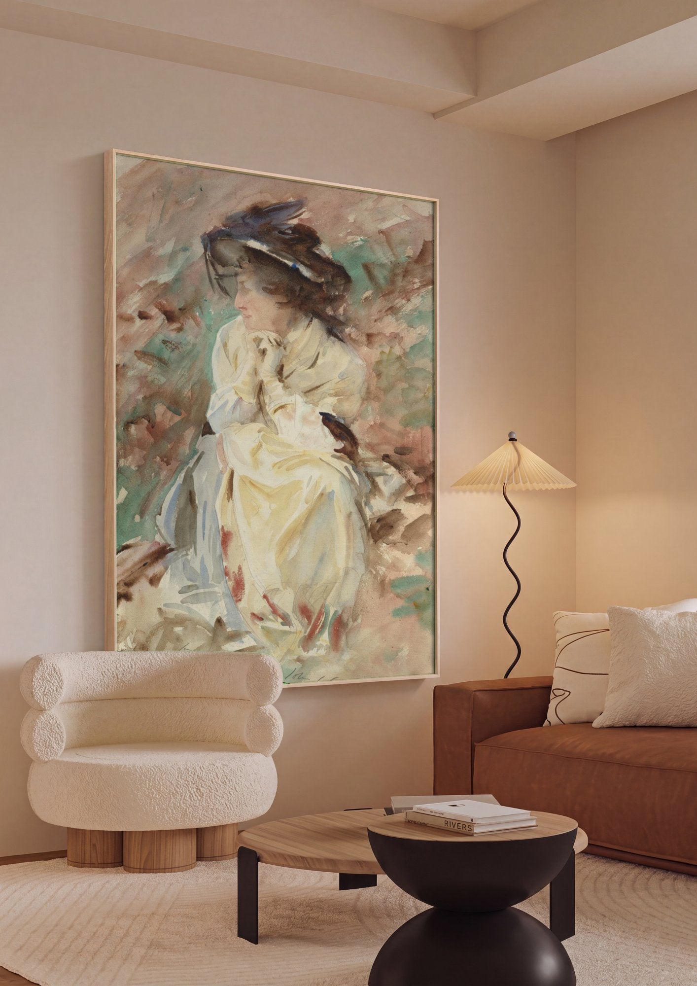 Quadro Decorativo Dama com Chapeu - John Singer Sargent em ambiente decorado