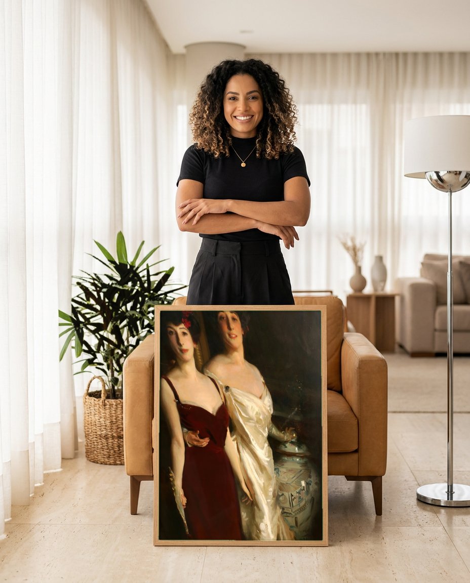 Quadro Decorativo As Irmãs Hunter - John Singer Sargent com modelo em ambiente