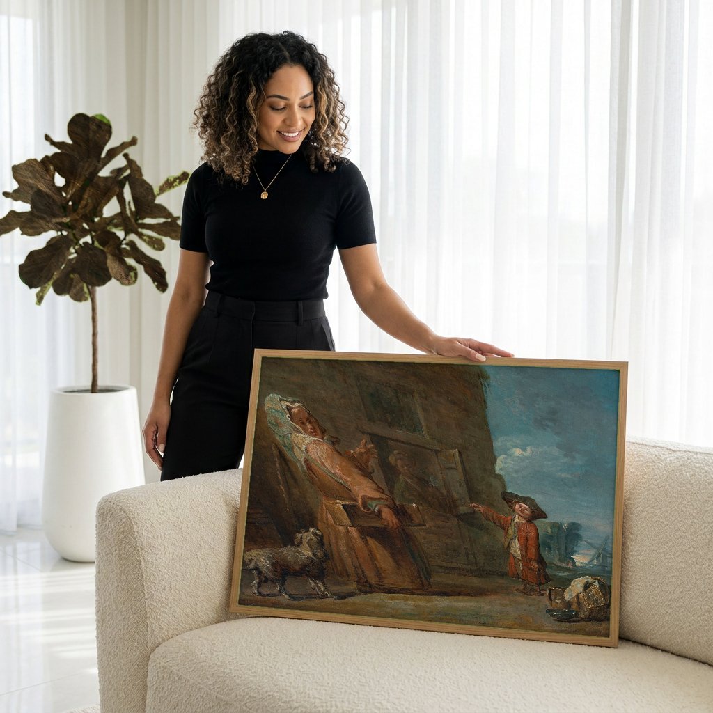 Quadro Decorativo A Oferta Gentil - Jean Siméon Chardin com modelo em ambiente